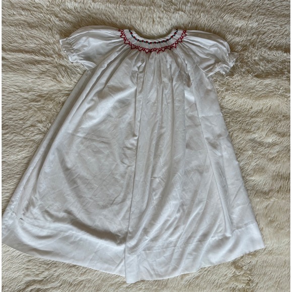 Miss 3 Tree Togs Other - Miss 3 Tree Togs Girls White Smocked Dress Red Blue Embroidery Size 5 USA Made